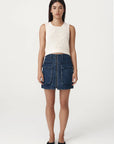 Alfred Zip Mini Skirt Washed Indigo