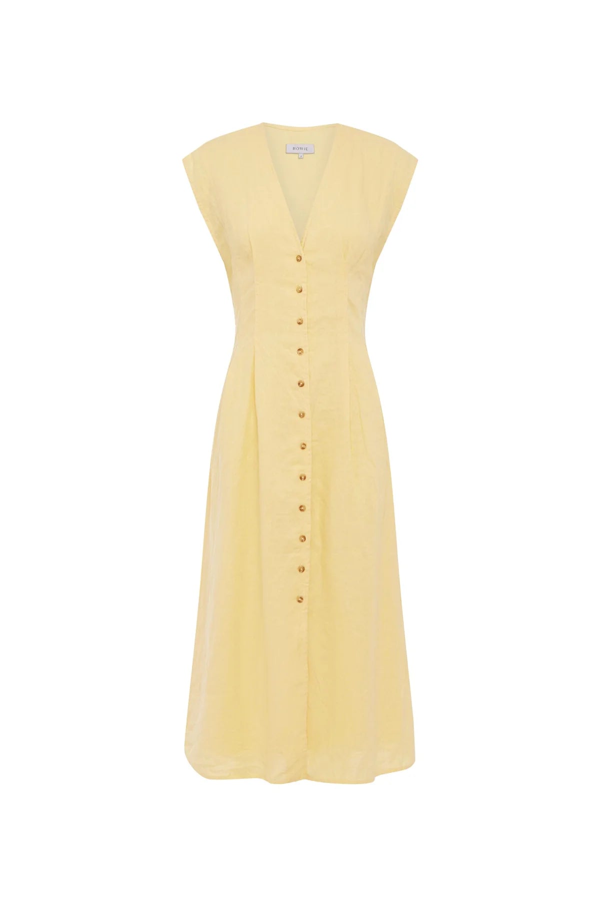 Mira Linen Midi Dress Lemon