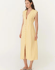 Mira Linen Midi Dress Lemon