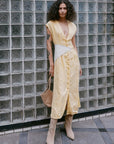 Mira Linen Midi Dress Lemon