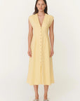 Mira Linen Midi Dress Lemon