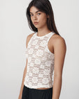 Sloane Sunflower Lace Tank Creme
