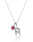 Initial Necklace Bubble With Your Birthstone Silver A-Z