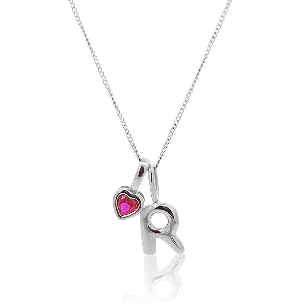 Initial Necklace Bubble With Your Birthstone Silver A-Z