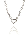 Ruby Heart Necklace Silver