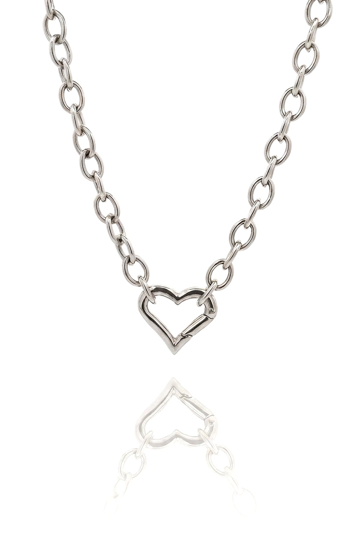Ruby Heart Necklace Silver