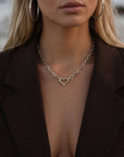 Ruby Heart Necklace Silver
