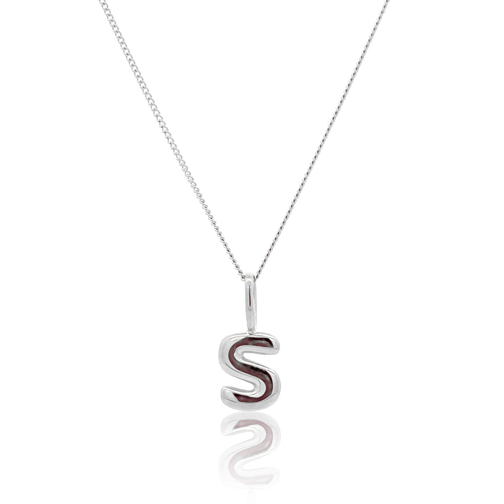 Initial Necklace Bubble Silver