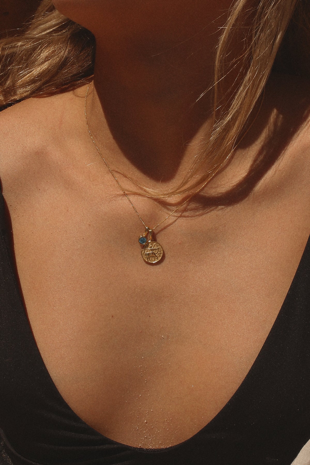 Sagittarius Coin Necklace With Your Birthstone Gold