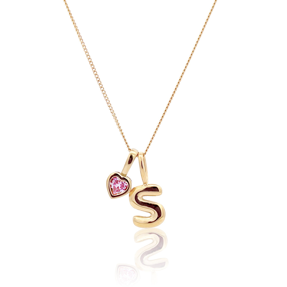 Initial Necklace Bubble With Your Birthstone A-Z