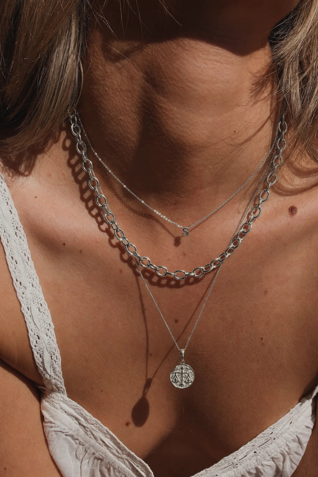 Petite Initial &amp; Zodiac Stack Silver