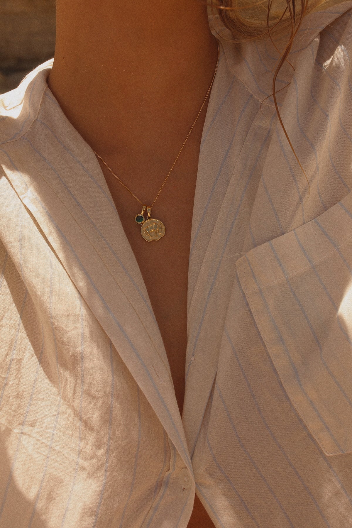 Taurus Coin Necklace With Your Birthstone Gold