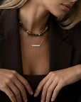 Terra Stone & Bar Necklace Stack Silver