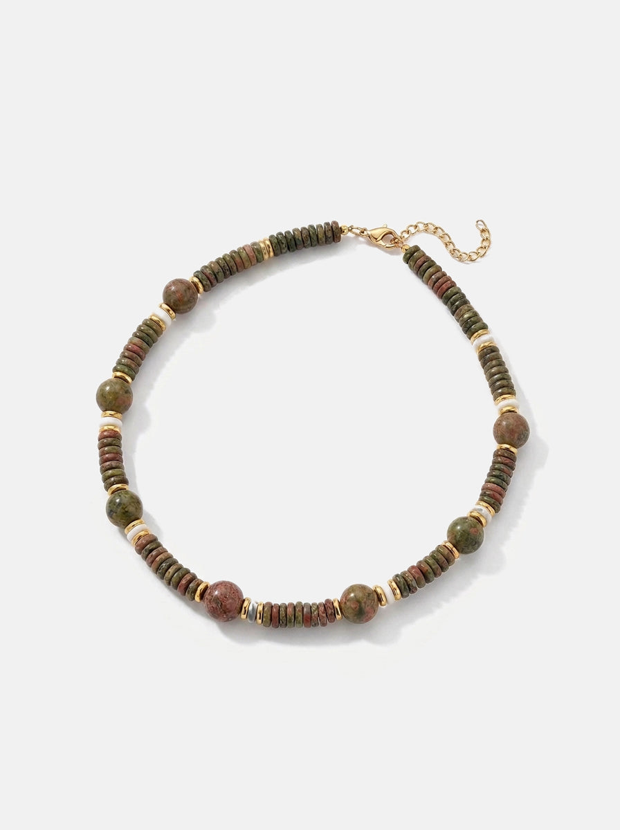 Terra Stone &amp; Bar Necklace Stack Gold