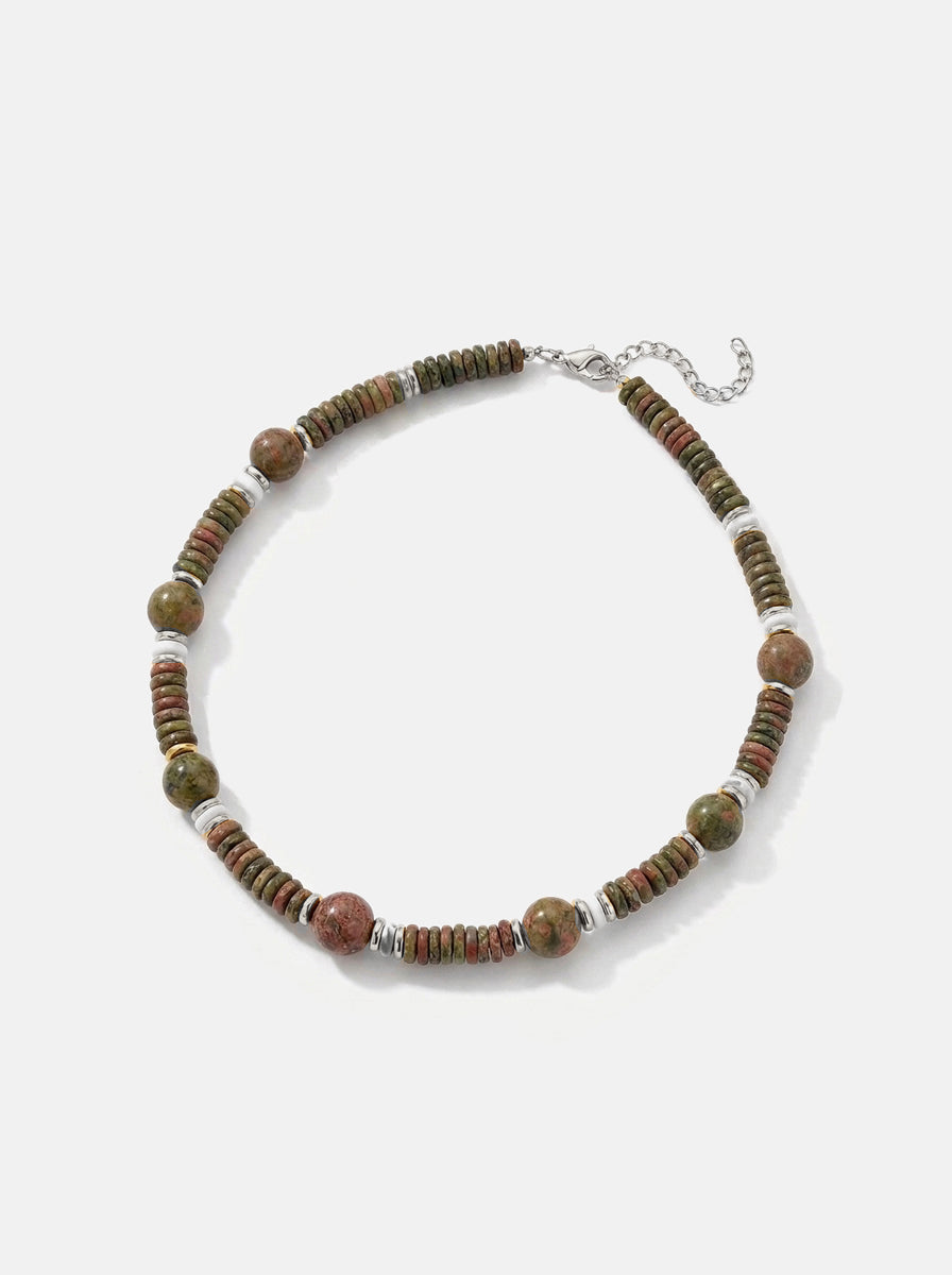 Terra Stone &amp; Bar Necklace Stack Silver