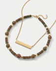 Terra Stone & Bar Necklace Stack Gold