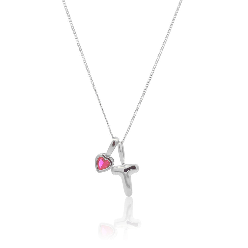 Initial Necklace Bubble With Your Birthstone Silver A-Z
