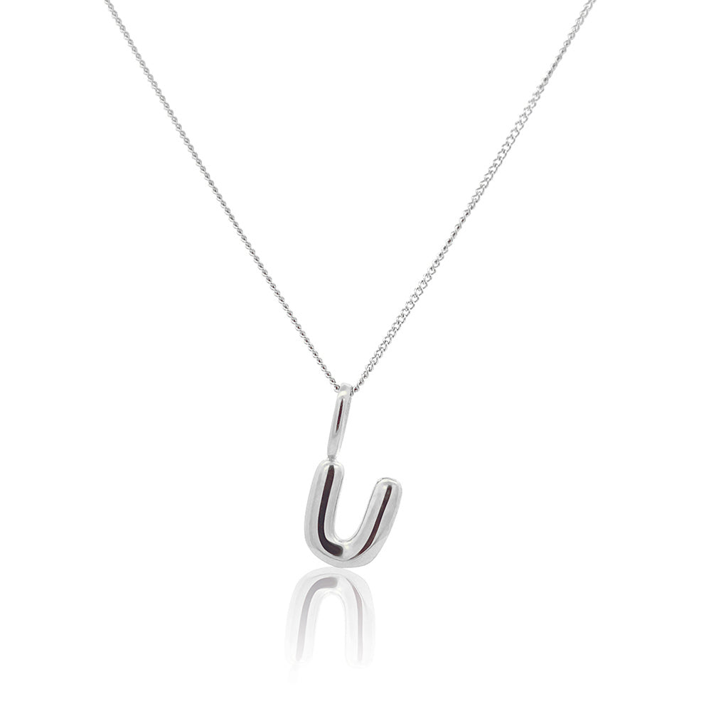 Initial Necklace Bubble Silver