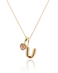 Initial Necklace Bubble With Your Birthstone A-Z