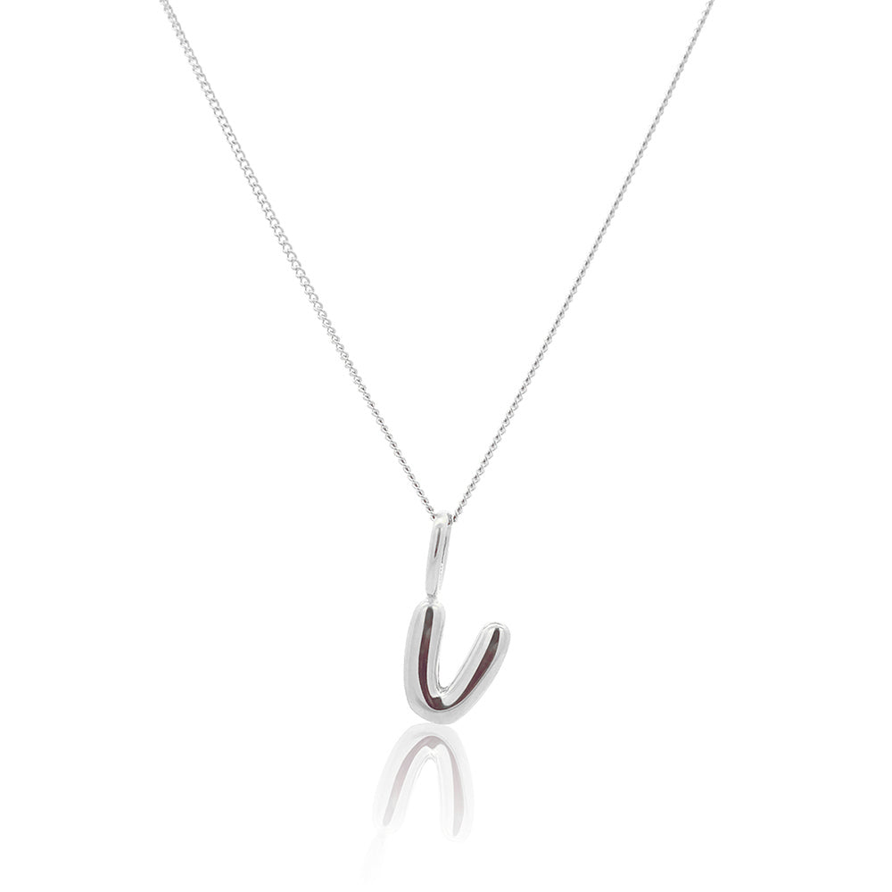 Initial Necklace Bubble Silver