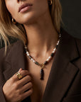 Vela Toggle Necklace Epidote & Pearl Gold