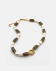 Vela Toggle Necklace Epidote & Pearl Gold