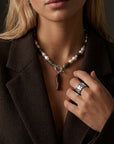 Vela Toggle Necklace Epidote & Pearl Silver