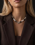Vela Toggle Necklace Epidote & Pearl Silver