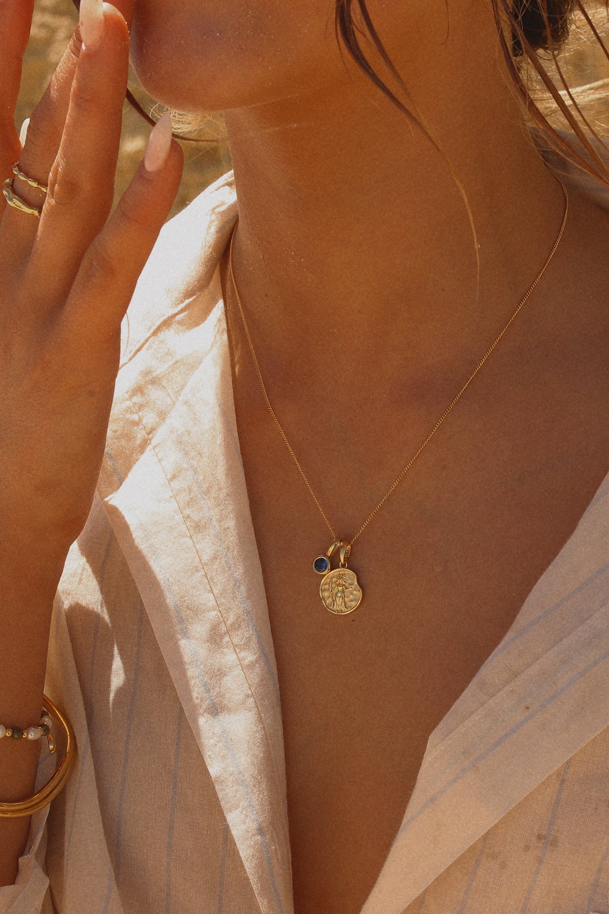 Virgo Coin Necklace With Your Birthstone Gold