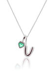 Initial Necklace Bubble With Your Birthstone Silver A-Z