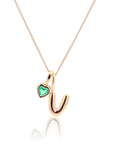 Initial Necklace Bubble With Your Birthstone A-Z