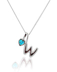 Initial Necklace Bubble With Your Birthstone Silver A-Z