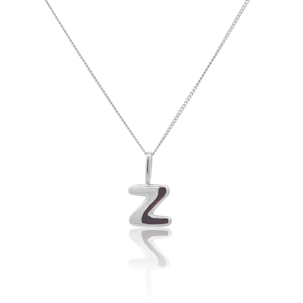 Initial Necklace Bubble Silver