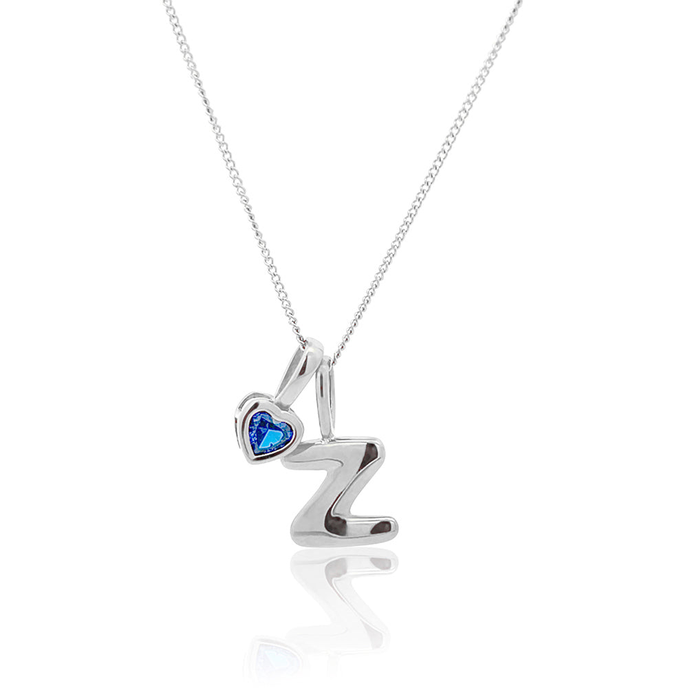 Initial Necklace Bubble With Your Birthstone Silver A-Z